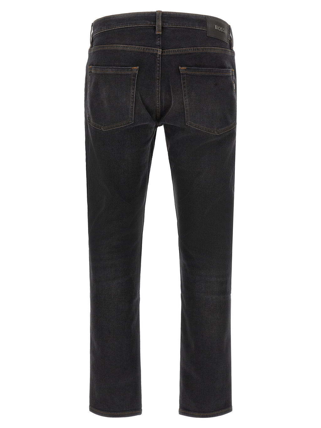 Schwarze Baumwoll-Jeans mit geradem Bein