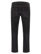 Schwarze Baumwoll-Jeans mit geradem Bein