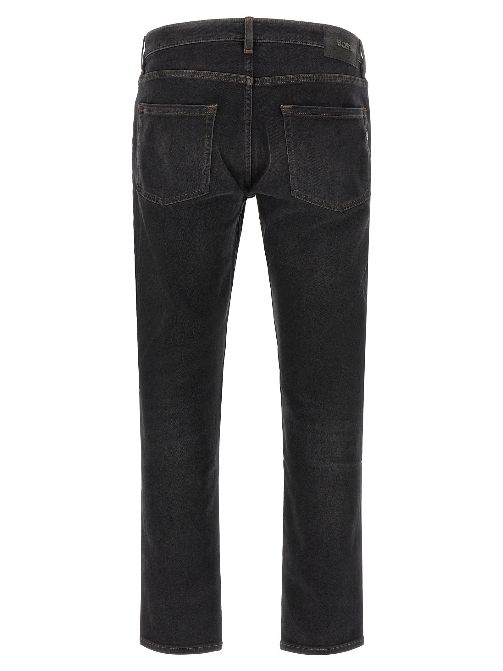 Schwarze Baumwoll-Jeans mit geradem Bein