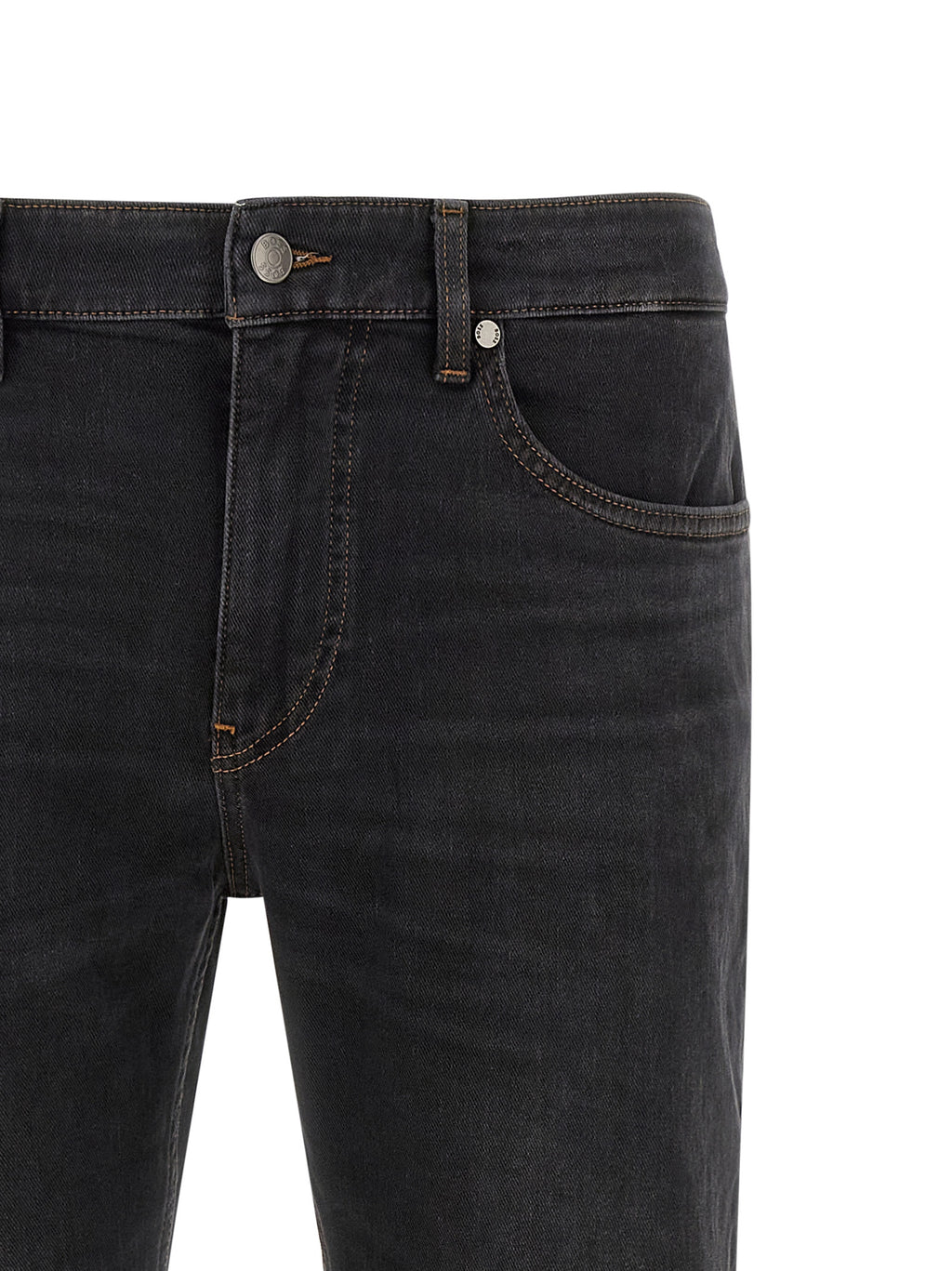 Schwarze Baumwoll-Jeans mit geradem Bein