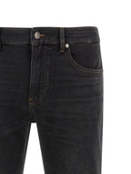 Schwarze Baumwoll-Jeans mit geradem Bein