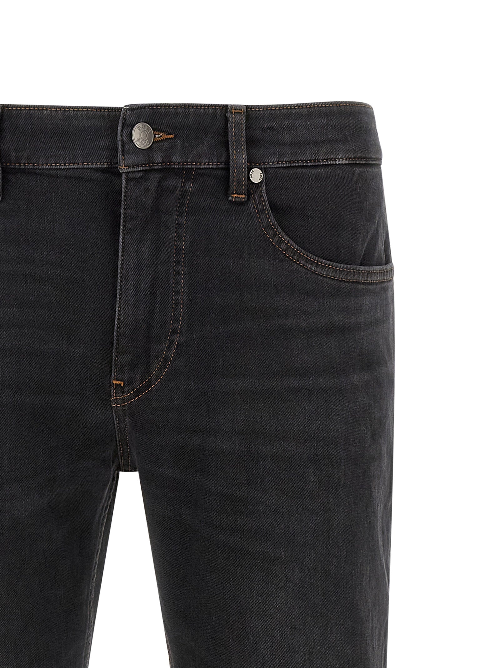 Schwarze Baumwoll-Jeans mit geradem Bein