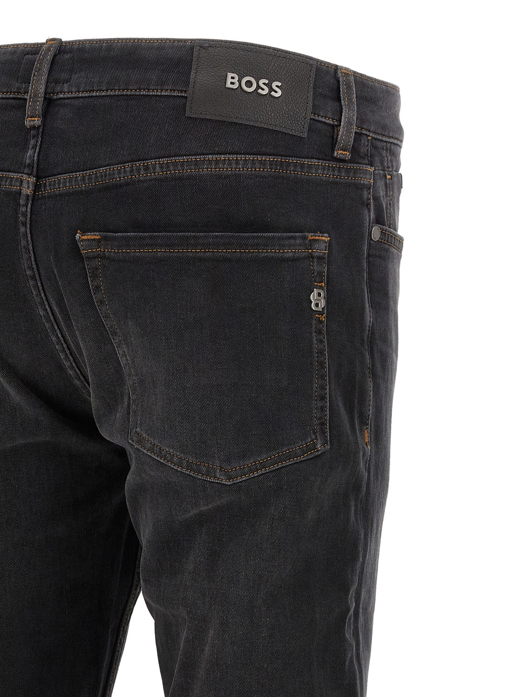 Schwarze Baumwoll-Jeans mit geradem Bein