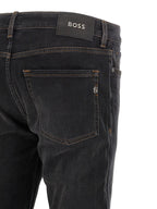 Schwarze Baumwoll-Jeans mit geradem Bein