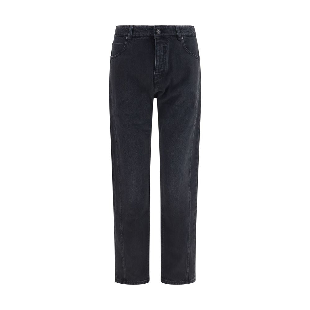 Schwarze Baumwoll-Jeans mit geradem Bein