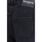 Schwarze Baumwoll-Jeans mit geradem Bein