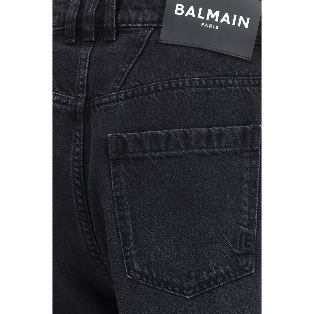 Schwarze Baumwoll-Jeans mit geradem Bein