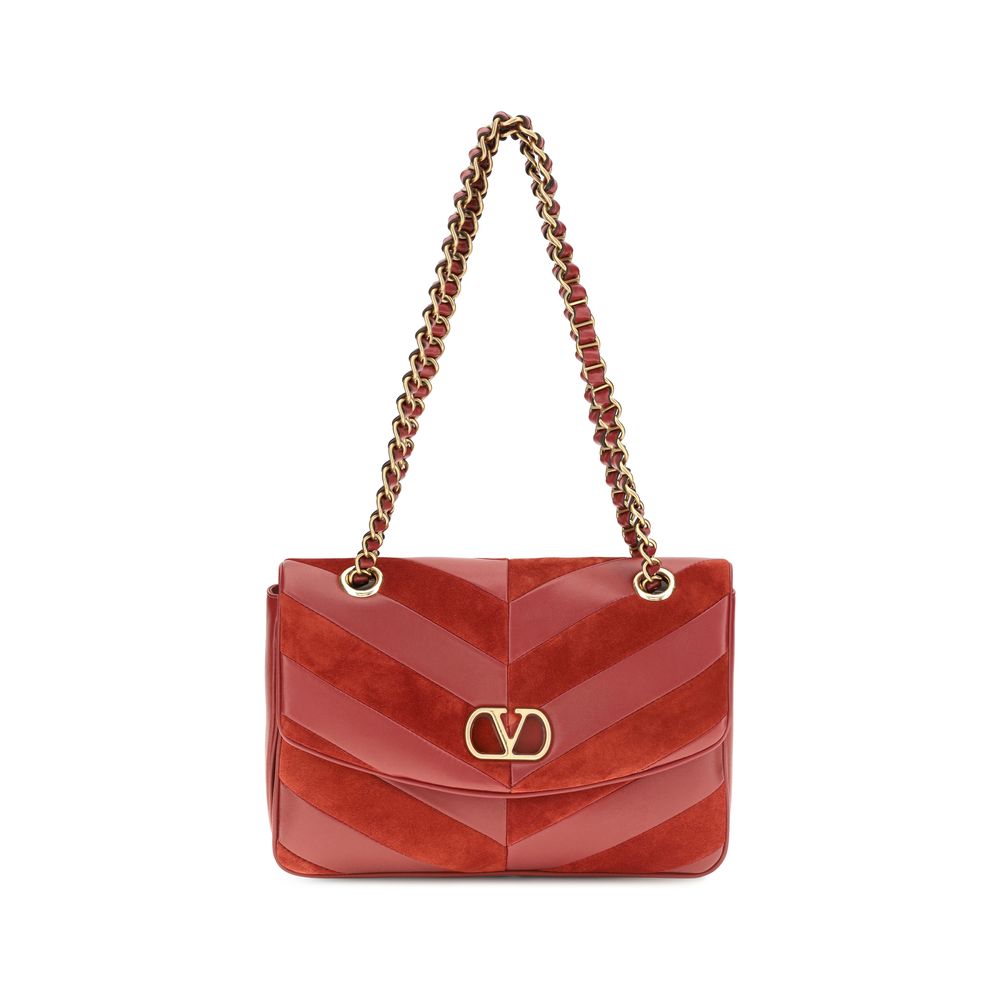 Schultertasche aus mehrfarbigem Wildleder