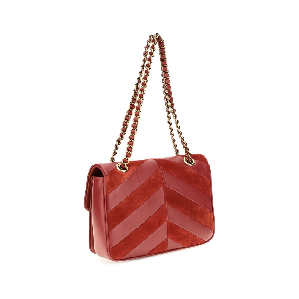 Schultertasche aus mehrfarbigem Wildleder