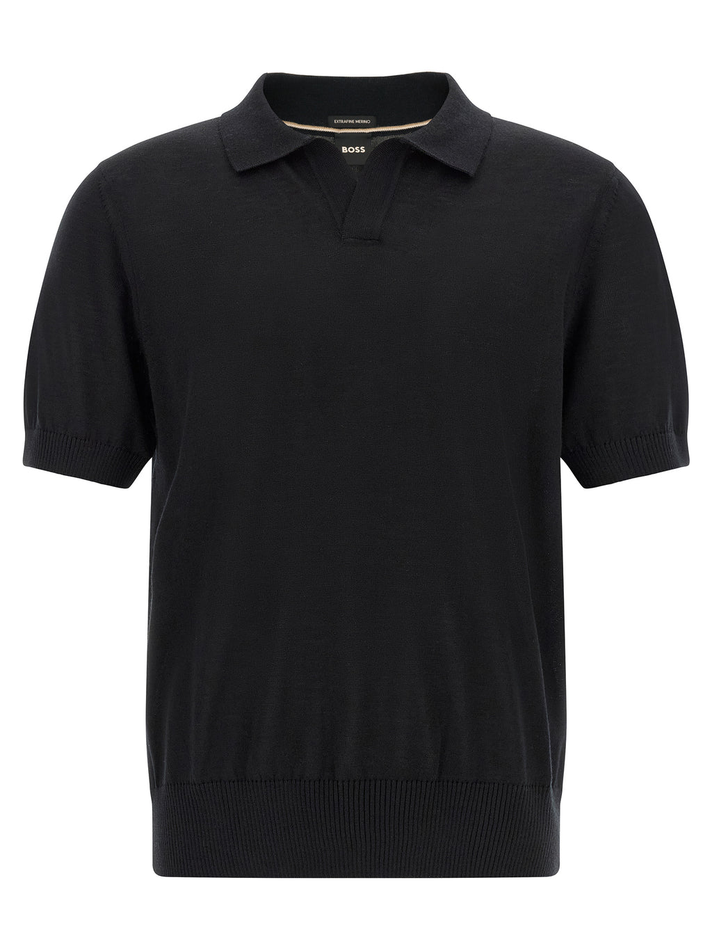 Schwarzes Poloshirt aus reiner Schurwolle