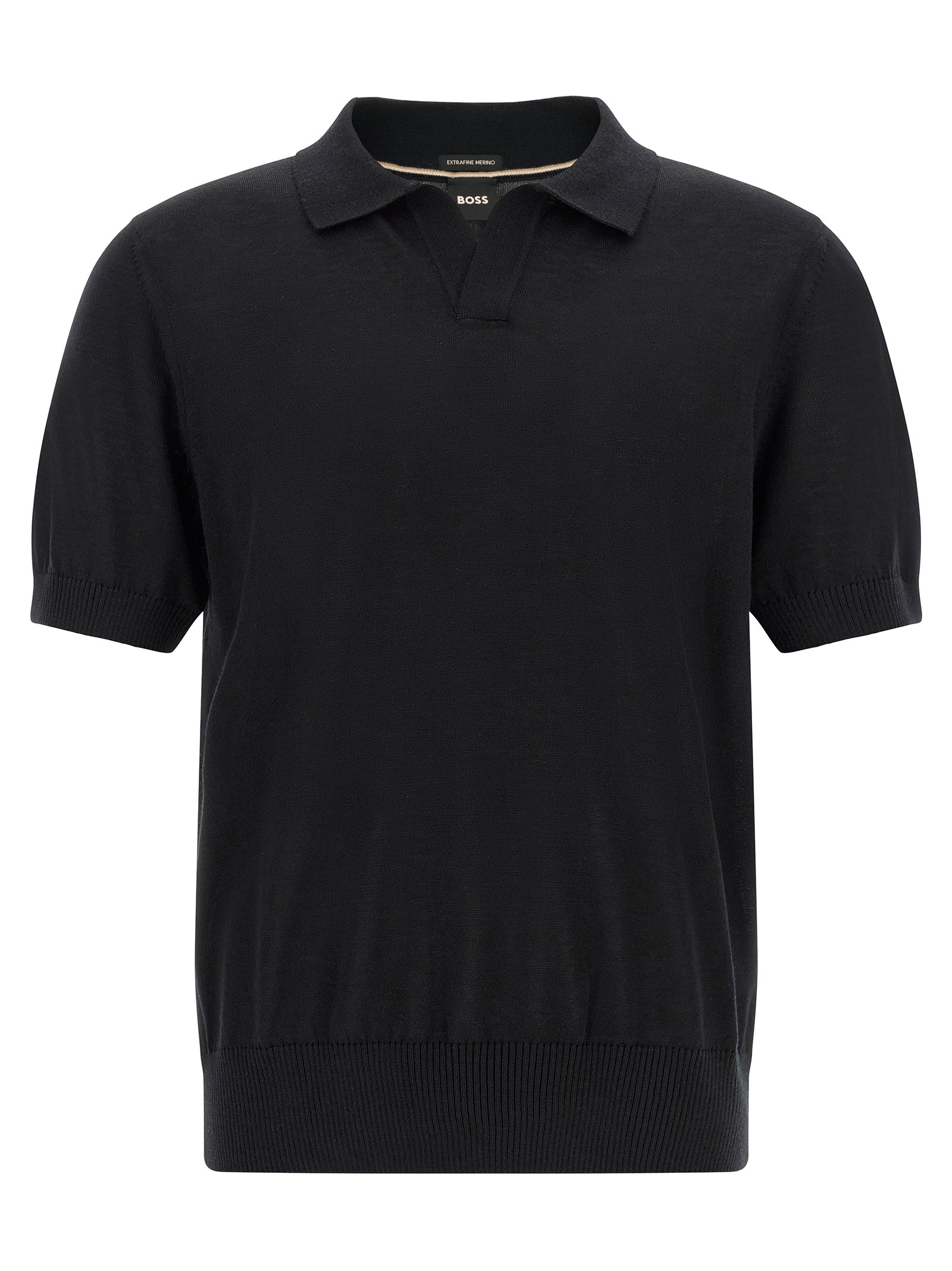 Schwarzes Poloshirt aus reiner Schurwolle