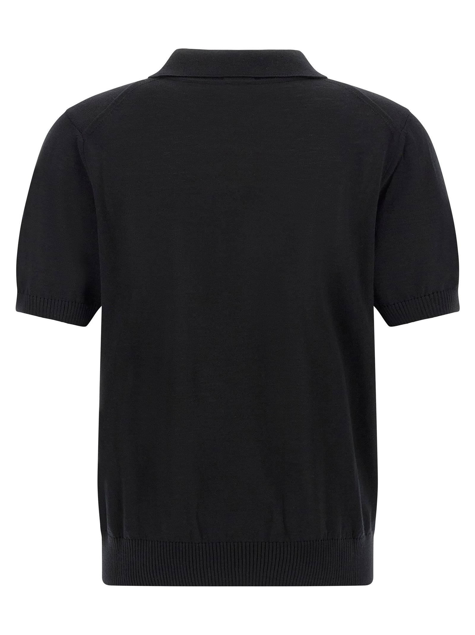 Schwarzes Poloshirt aus reiner Schurwolle