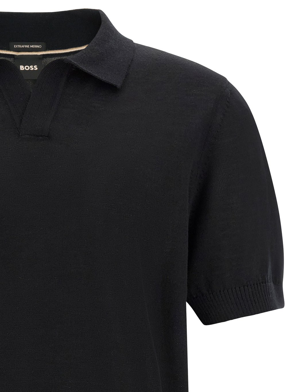 Schwarzes Poloshirt aus reiner Schurwolle