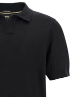 Schwarzes Poloshirt aus reiner Schurwolle