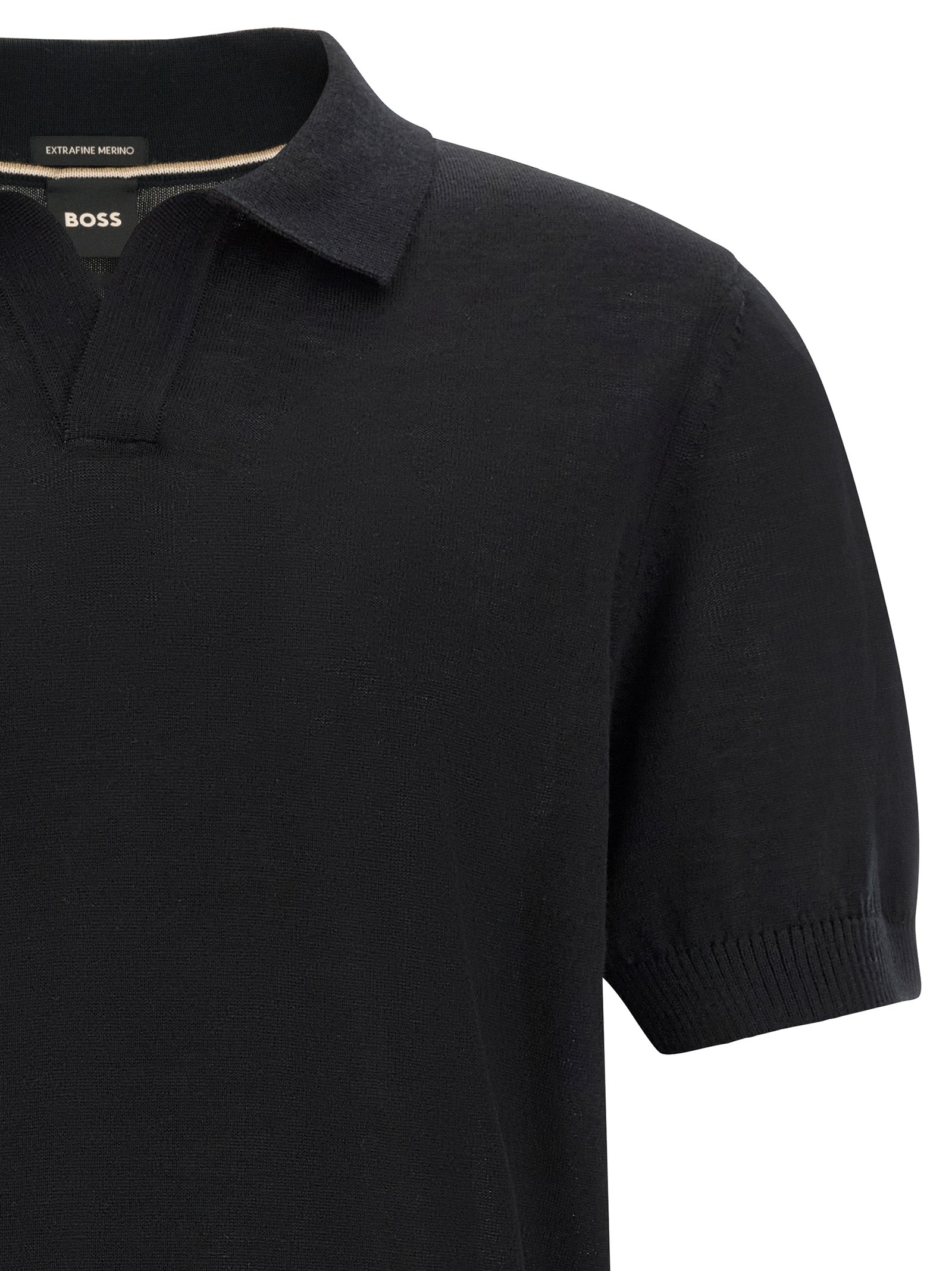 Schwarzes Poloshirt aus reiner Schurwolle