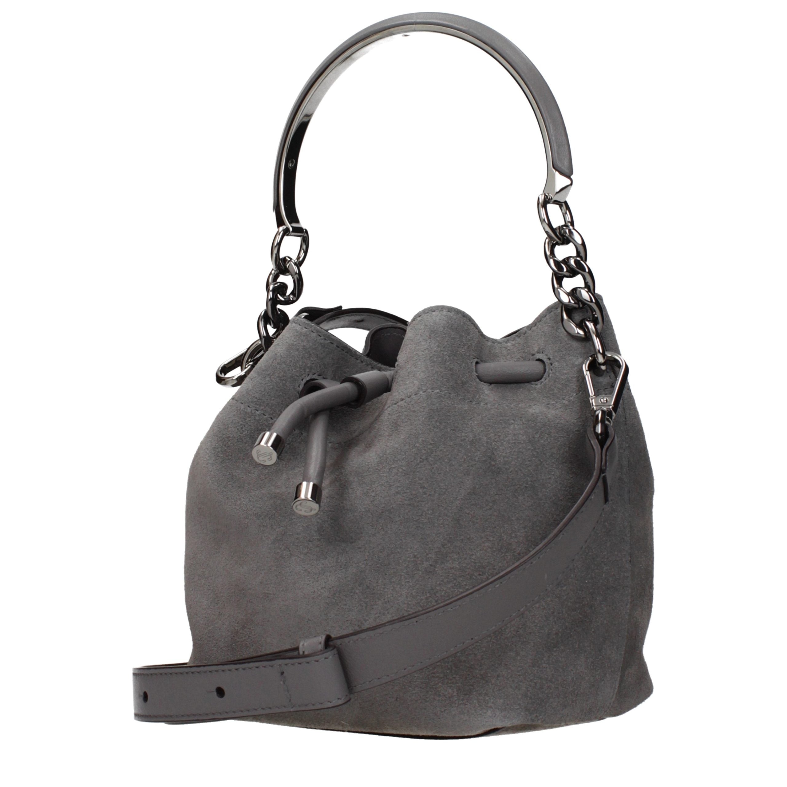 Graue Lederhandtasche