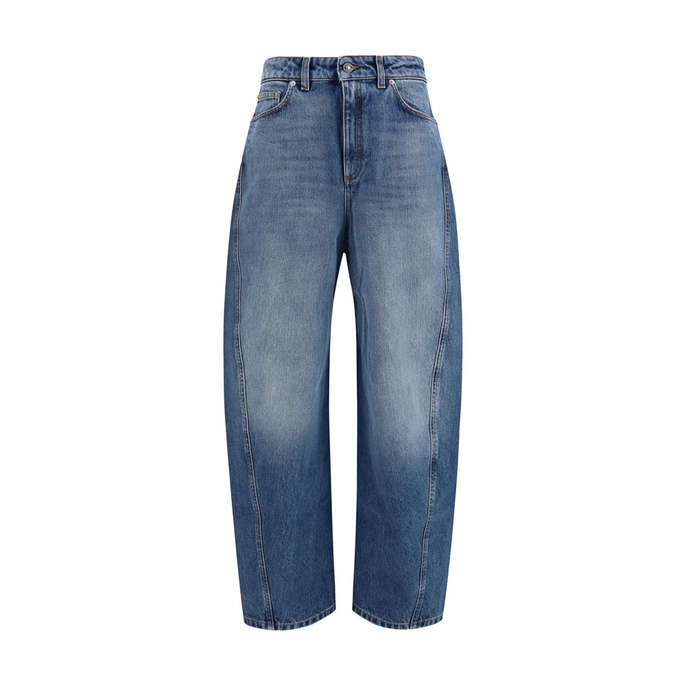 Blaue Relaxed-Fit-Jeans aus Baumwolle