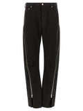 Schwarze Baumwollhose mit ausgestelltem Bein