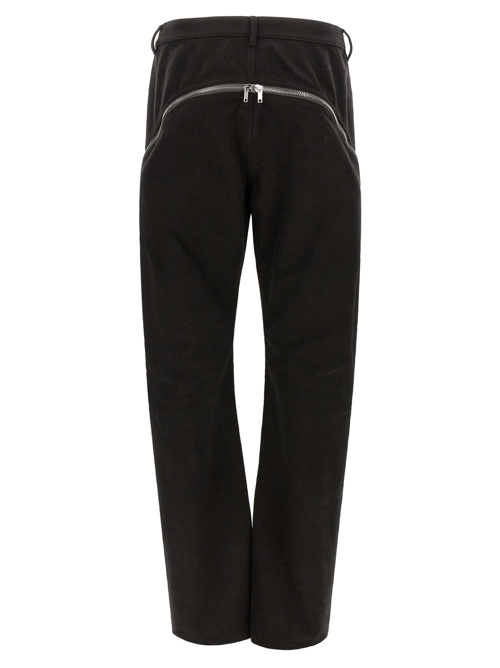 Schwarze Baumwollhose mit ausgestelltem Bein