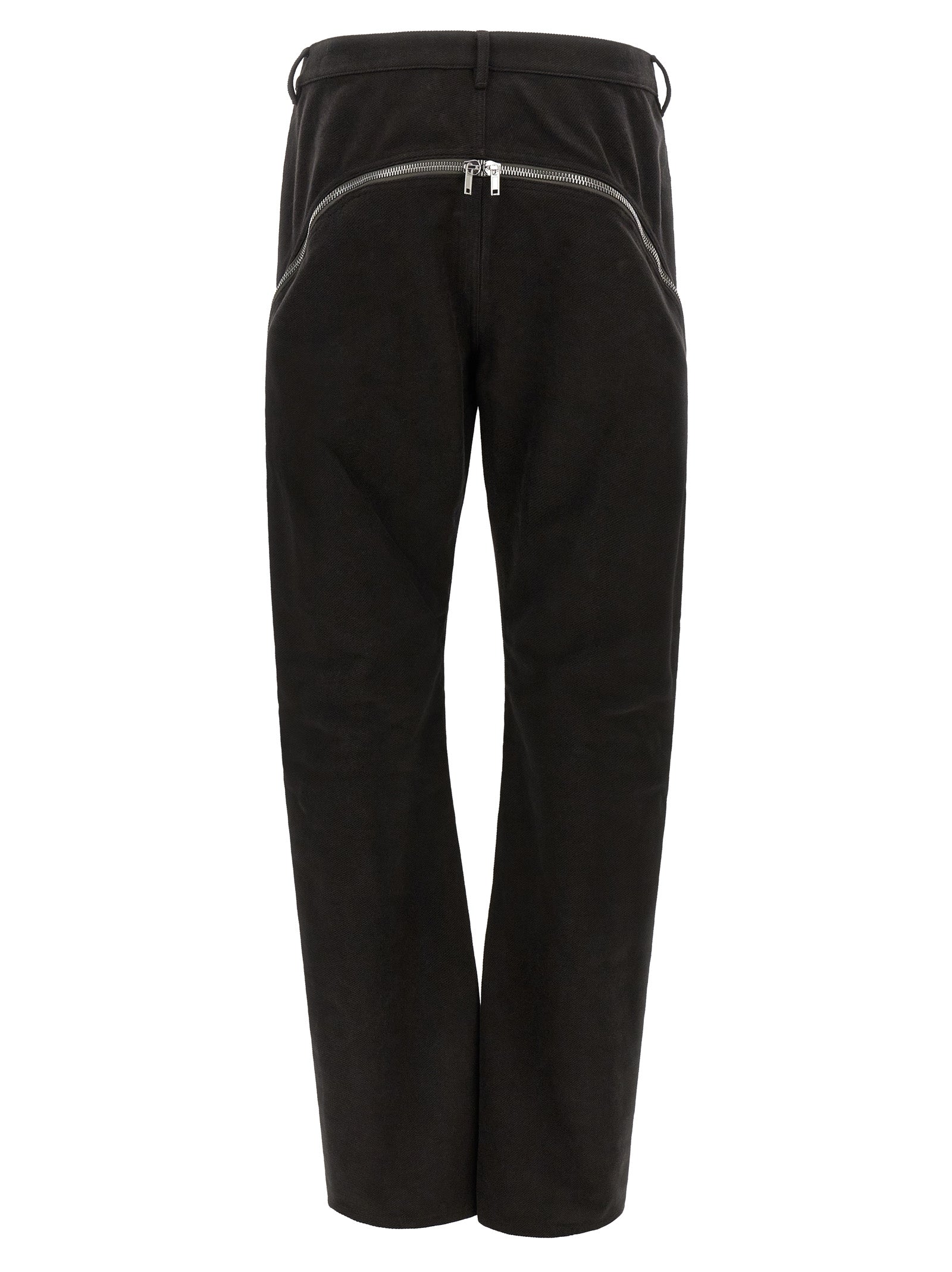 Schwarze Baumwollhose mit ausgestelltem Bein
