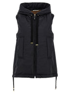 Schwarze ärmellose Jacke aus Polyester