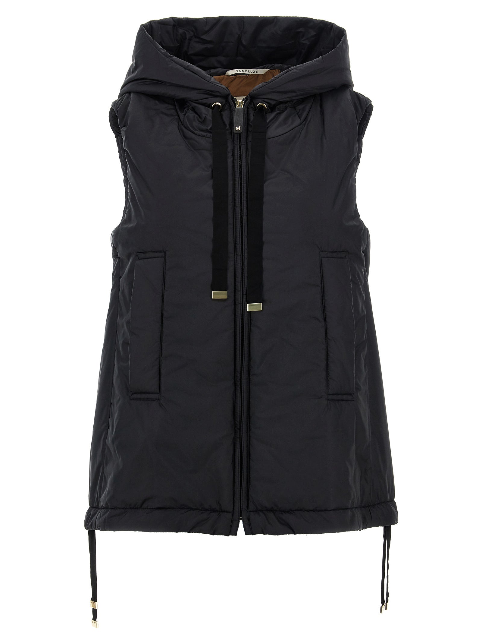 Schwarze ärmellose Jacke aus Polyester