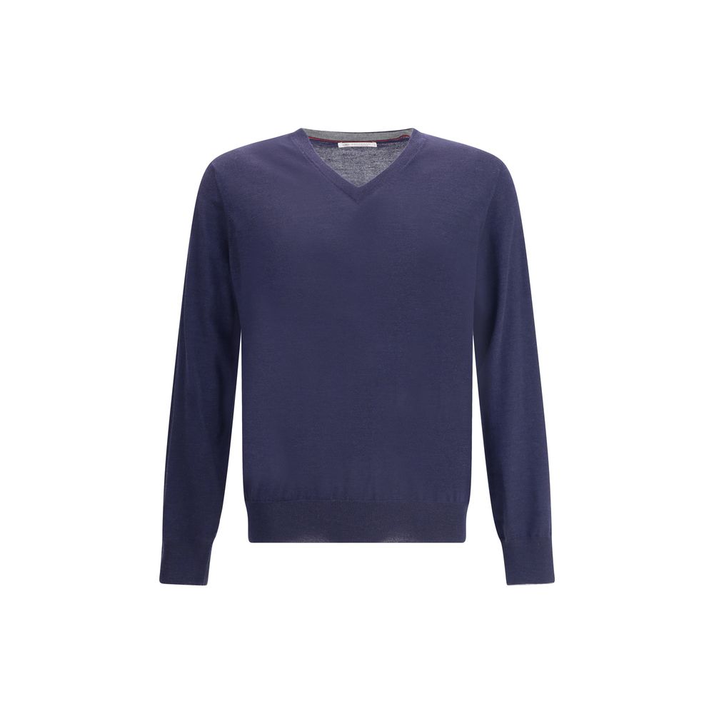 Blauer Kaschmirpullover