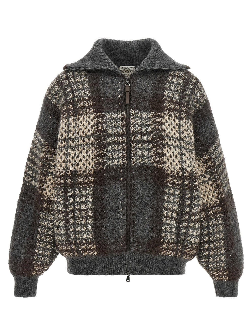 Grauer Strickcardigan Brunello Cucinelli