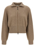 Brauner Kaschmir-Strickjacke