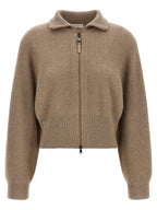 Brauner Kaschmir-Strickjacke