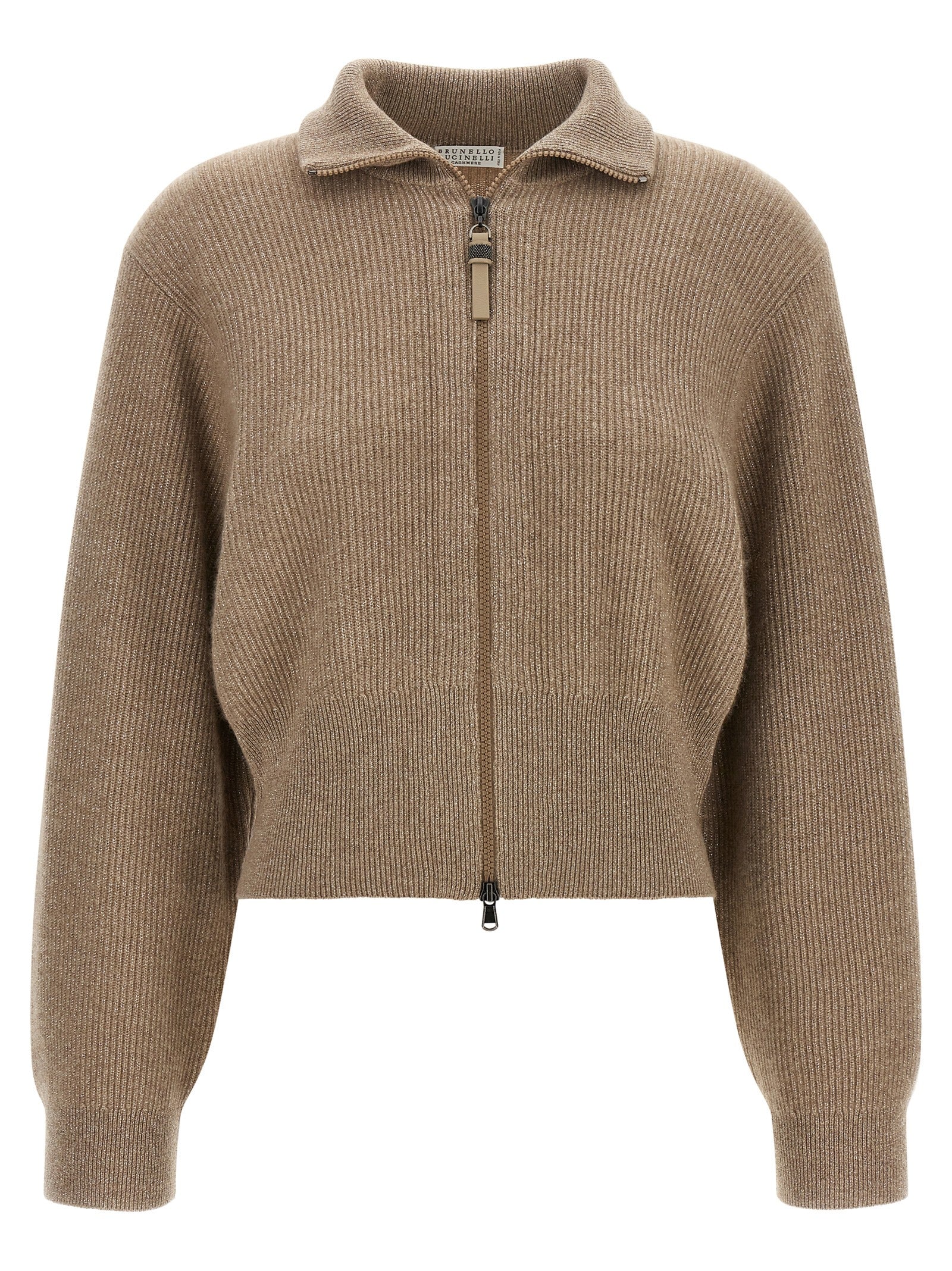 Brauner Kaschmir-Strickjacke