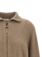 Brauner Kaschmir-Strickjacke