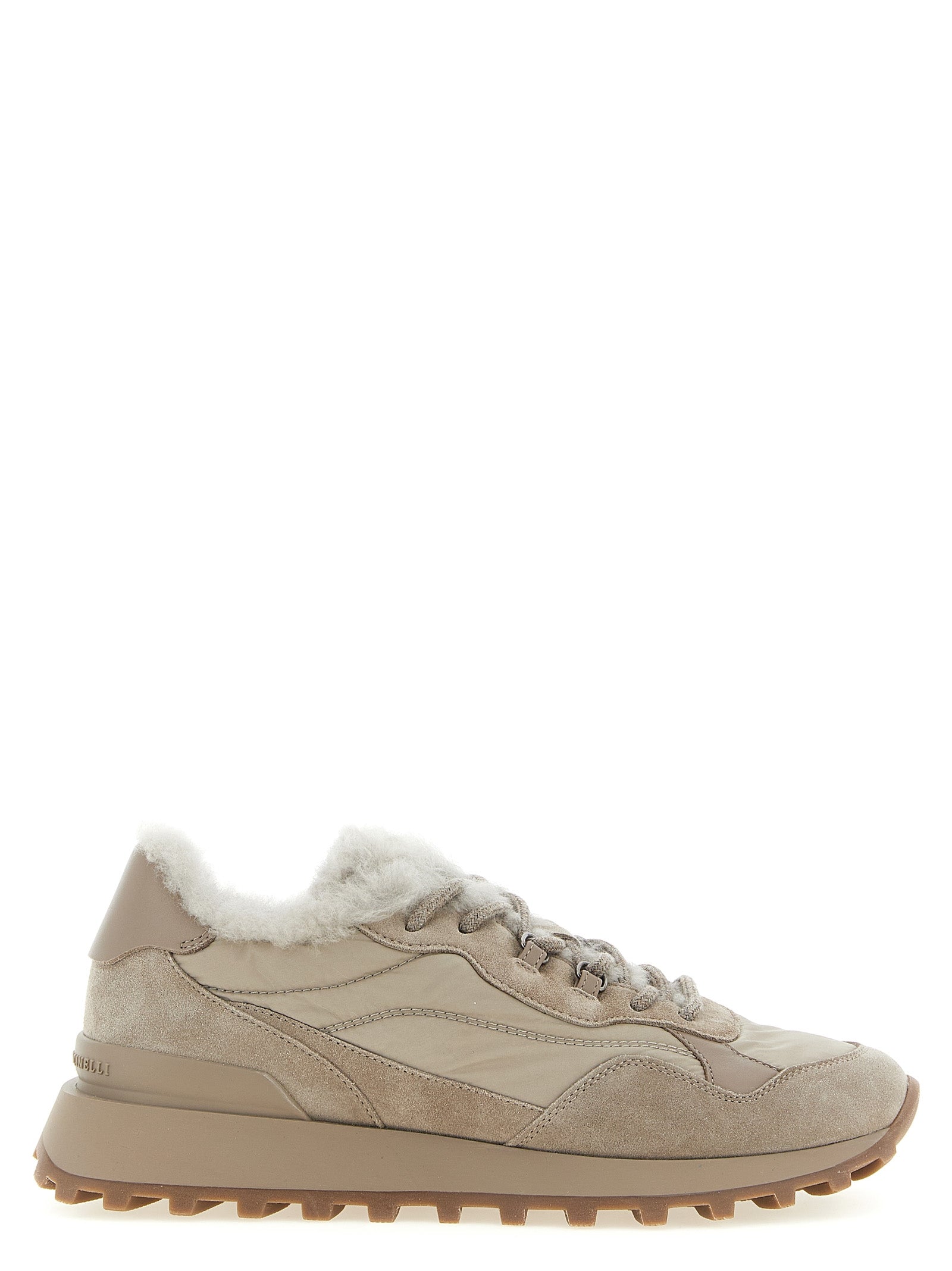 Beige Kalbsleder Sneaker