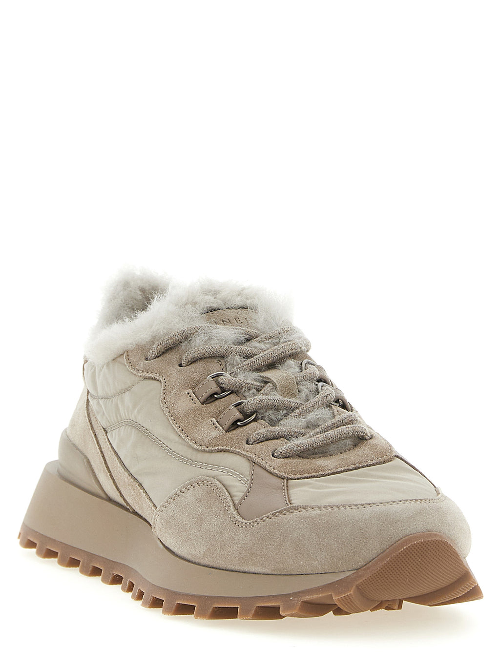 Beige Kalbsleder Sneaker