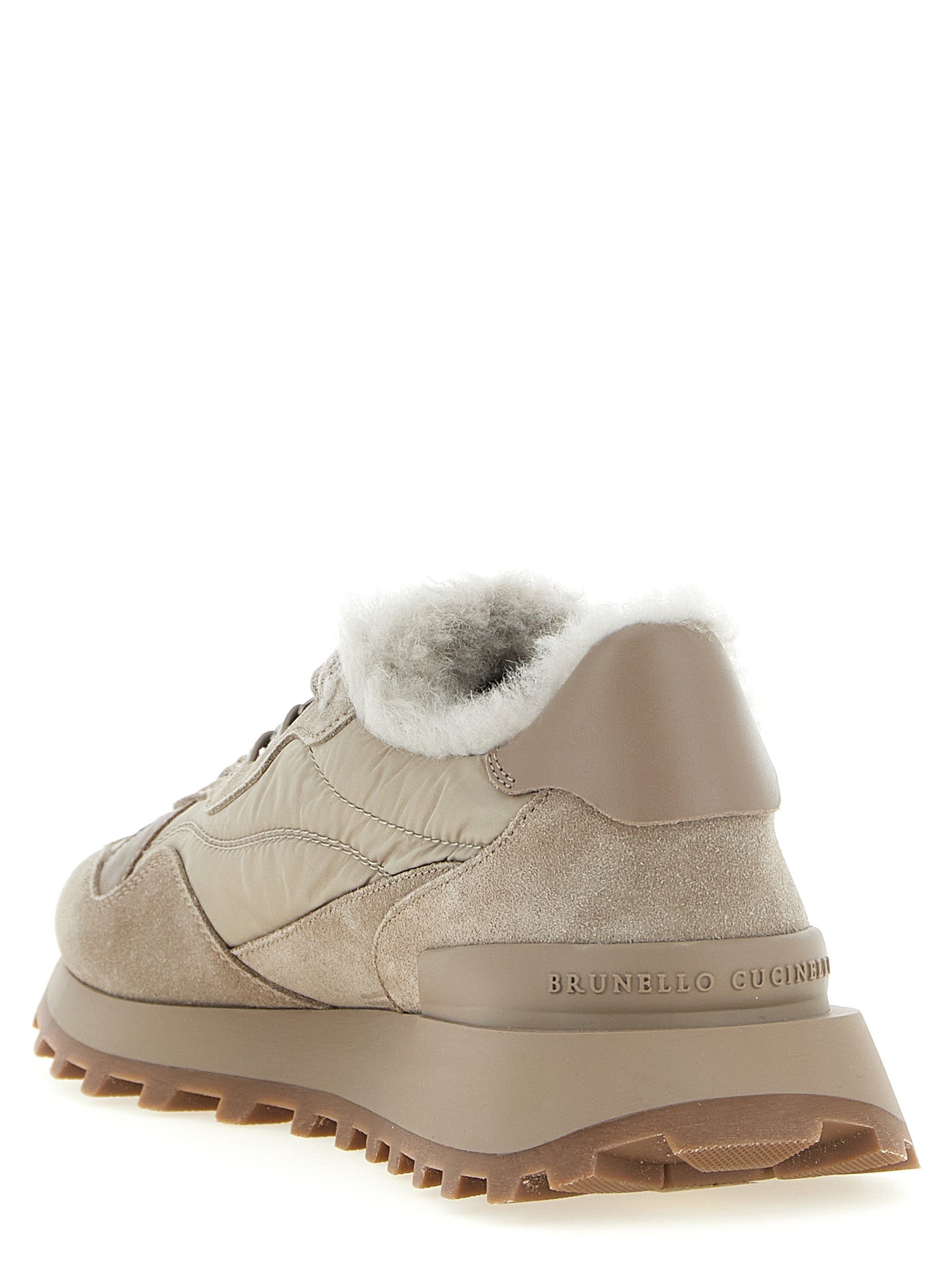 Beige Kalbsleder Sneaker
