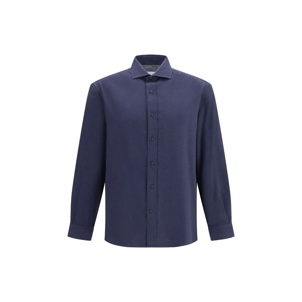 Blaues Baumwollhemd Brunello Cucinelli