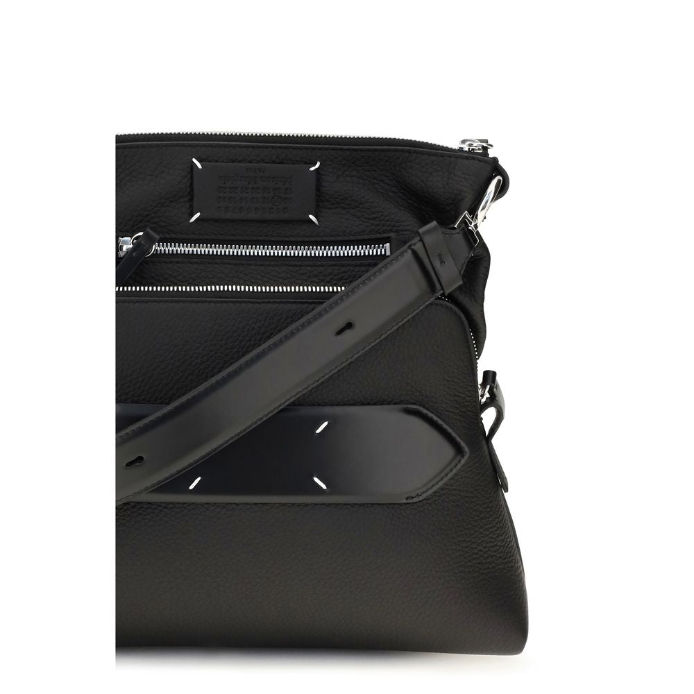 Schwarze Schultertasche aus Leder