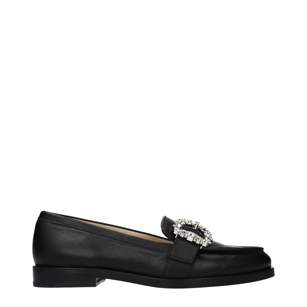 Schwarze Leder Loafer zum Hineinschlüpfen