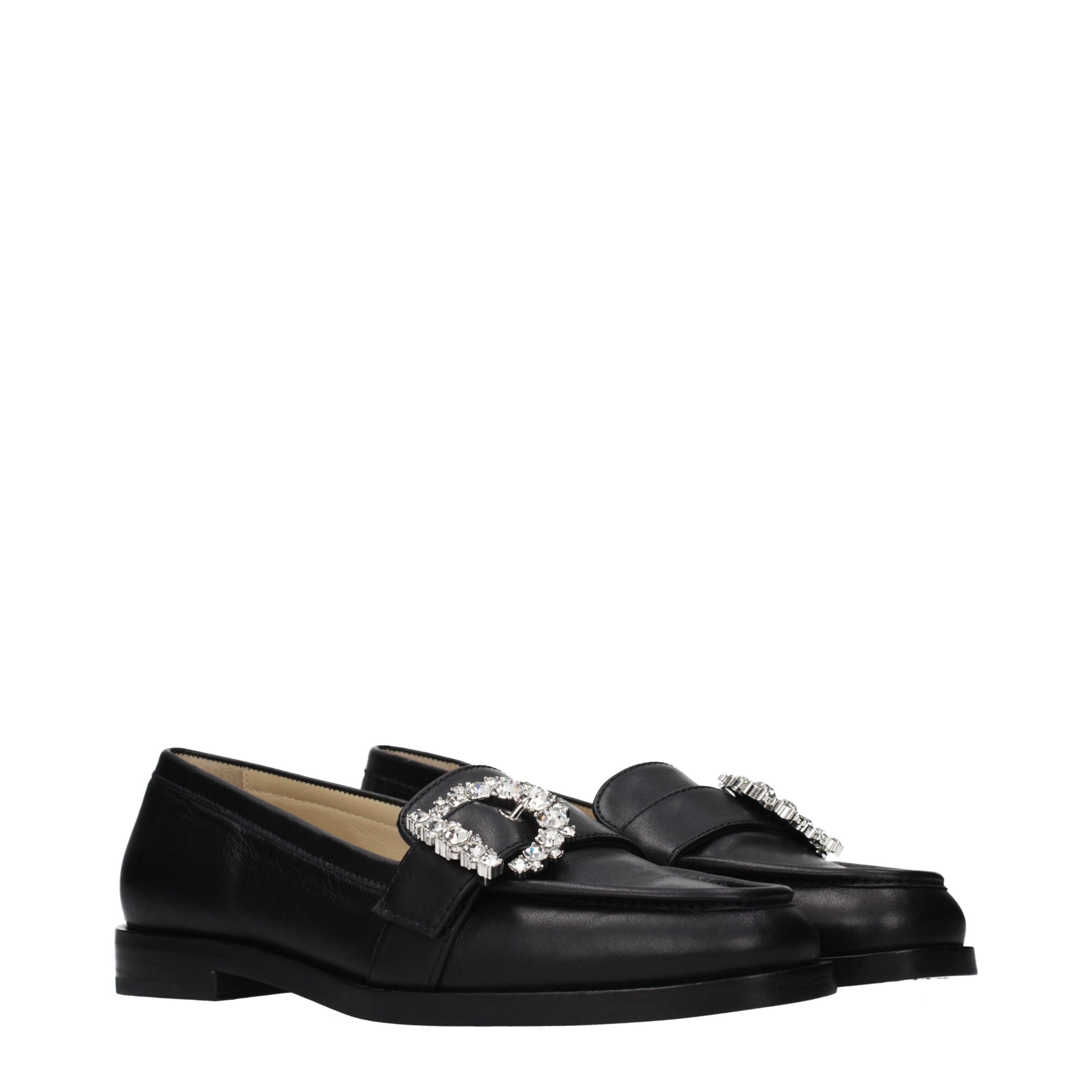Schwarze Leder Loafer zum Hineinschlüpfen