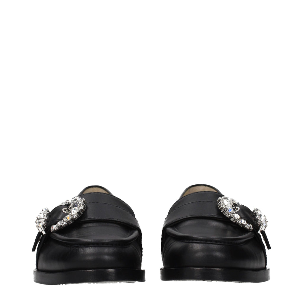 Schwarze Leder Loafer zum Hineinschlüpfen