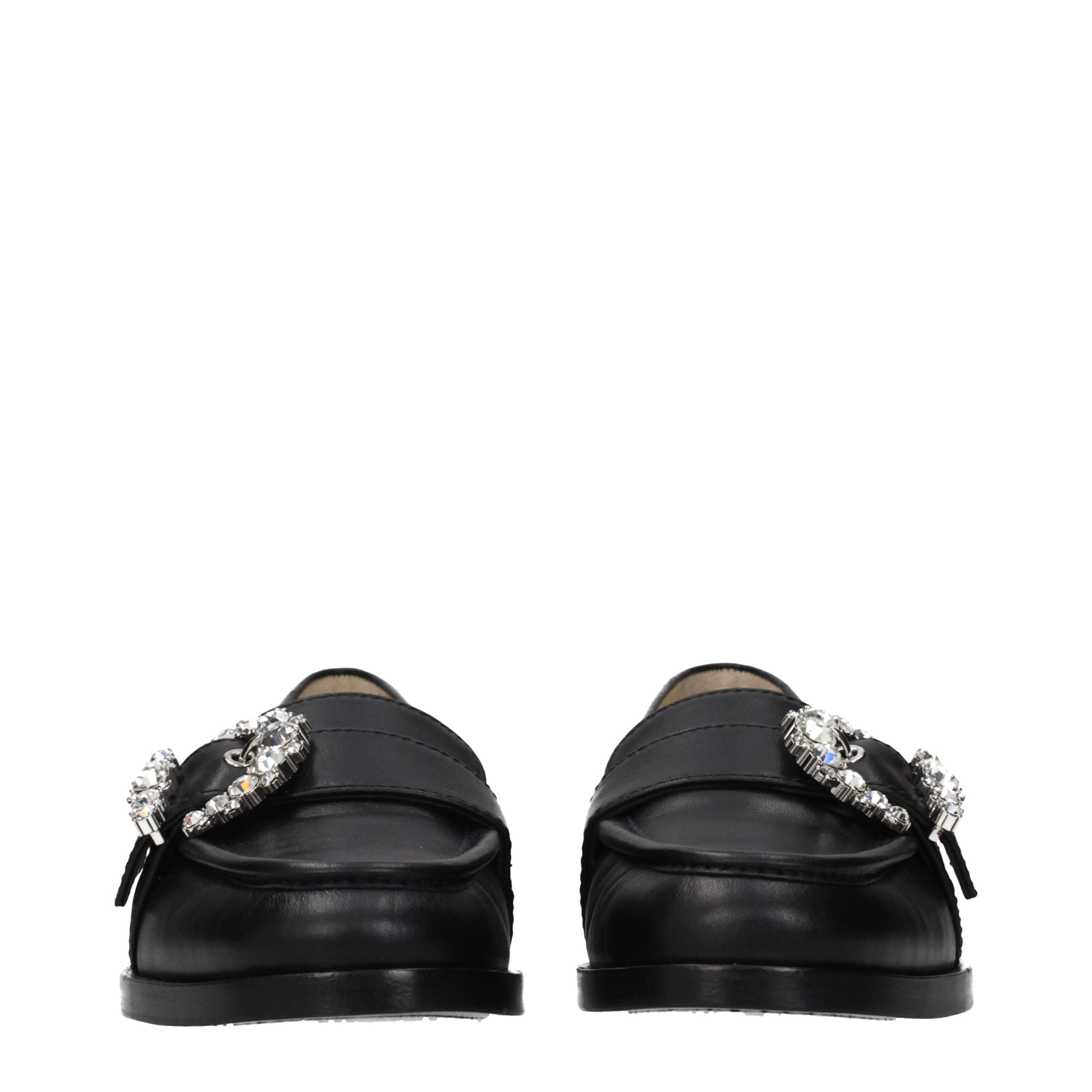 Schwarze Leder Loafer zum Hineinschlüpfen
