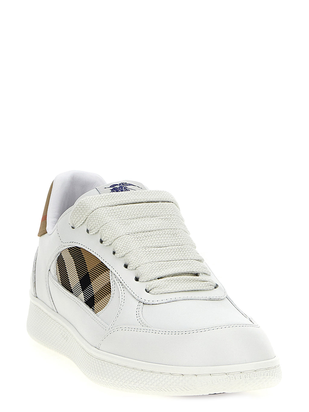 Beige Leather Low Top Sneakers