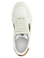 Beige Leather Low Top Sneakers