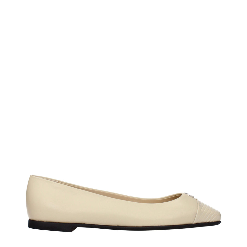 Beige Leder Ballerinas