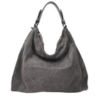 Graue Leder Schultertasche