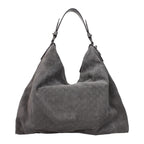 Graue Leder Schultertasche