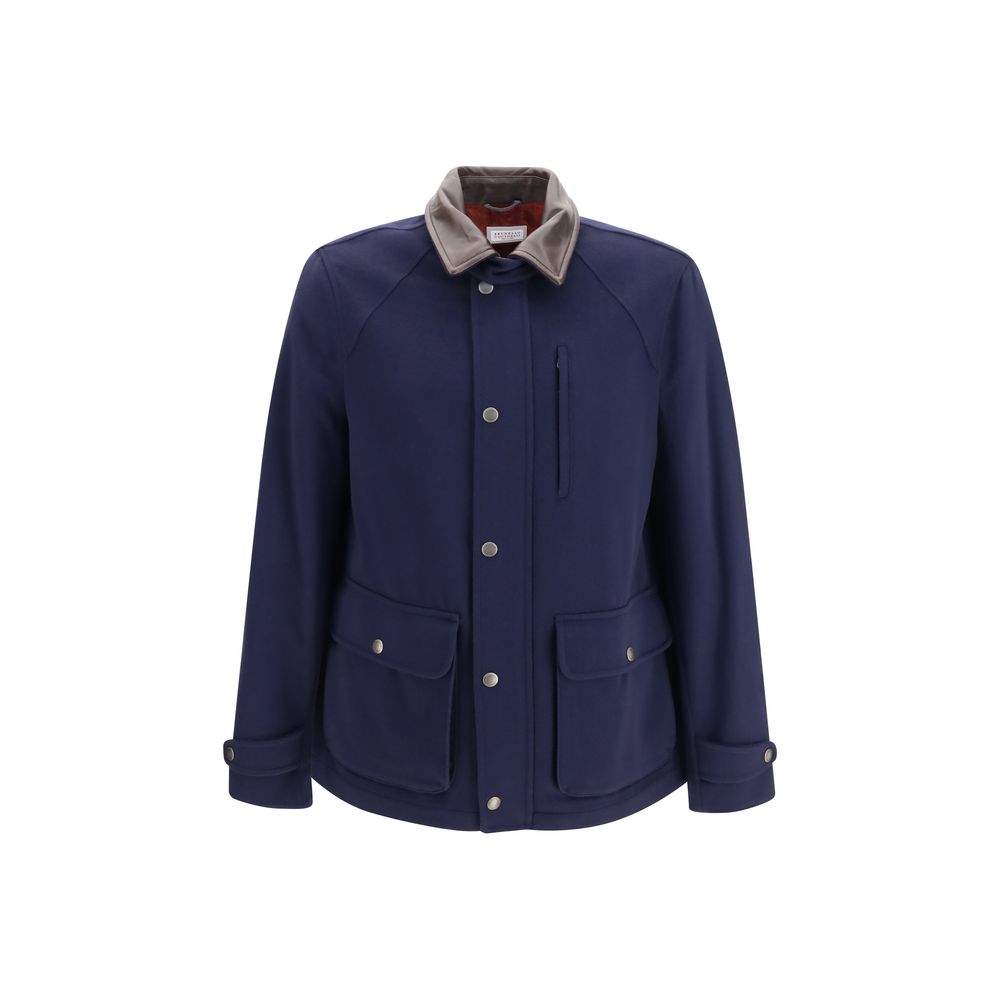 Blaue Jacke aus Wolle Oves Aries in voller Länge