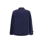 Blaue Jacke aus Wolle Oves Aries in voller Länge