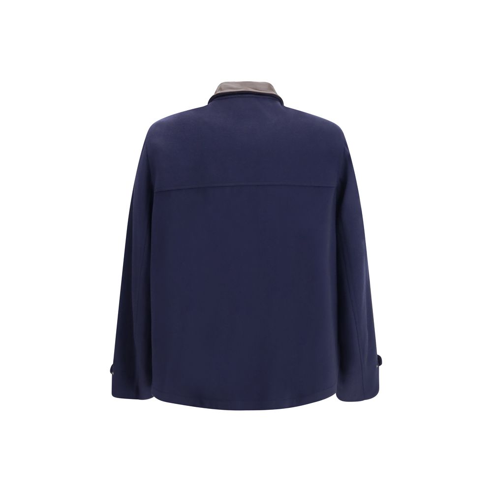 Blaue Jacke aus Wolle Oves Aries in voller Länge