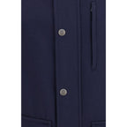 Blaue Jacke aus Wolle Oves Aries in voller Länge